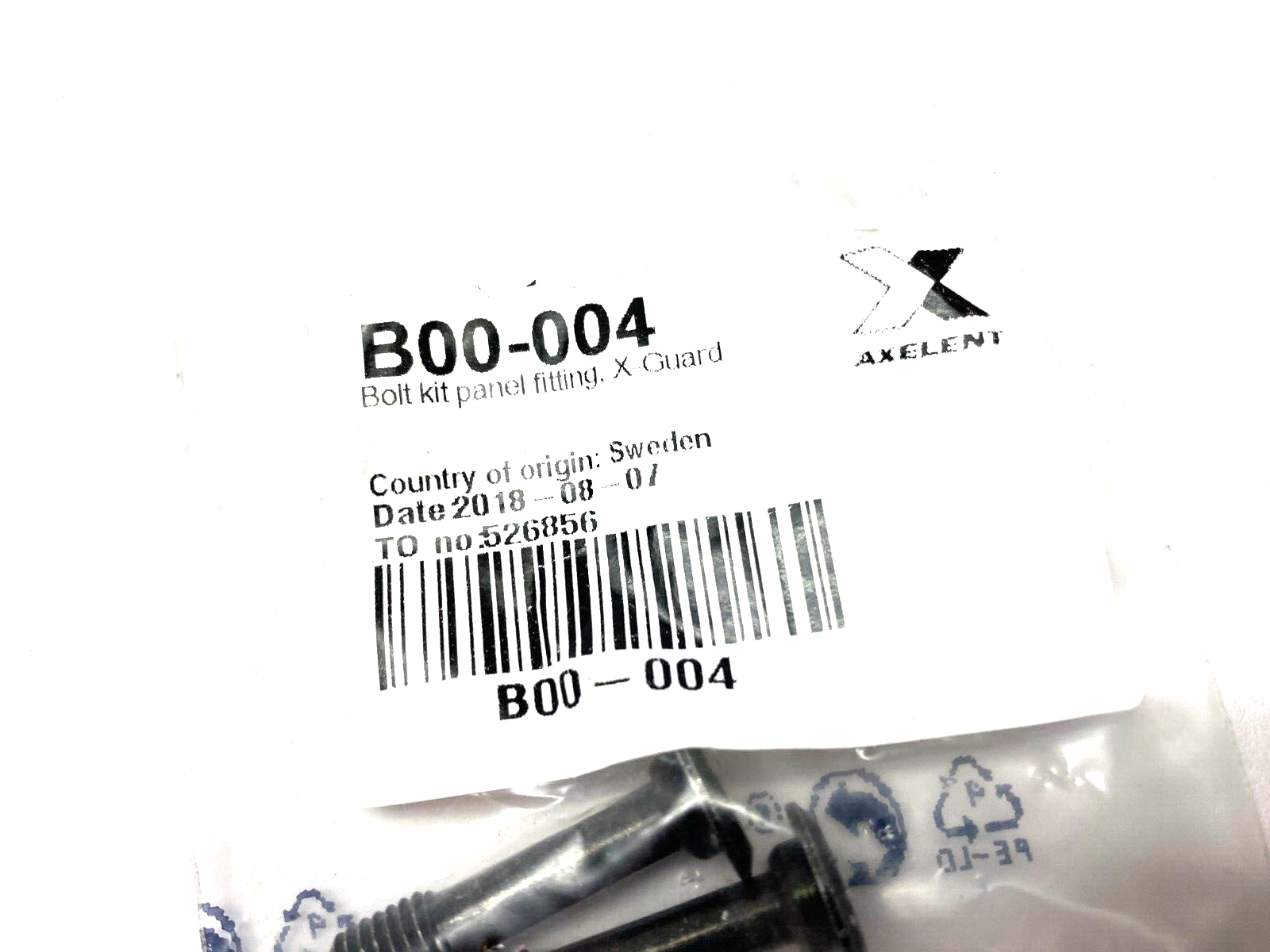 Axelent B00-004 X-Guard Panel Fitting Bolt Kit PKG OF 2 - Maverick Industrial Sales