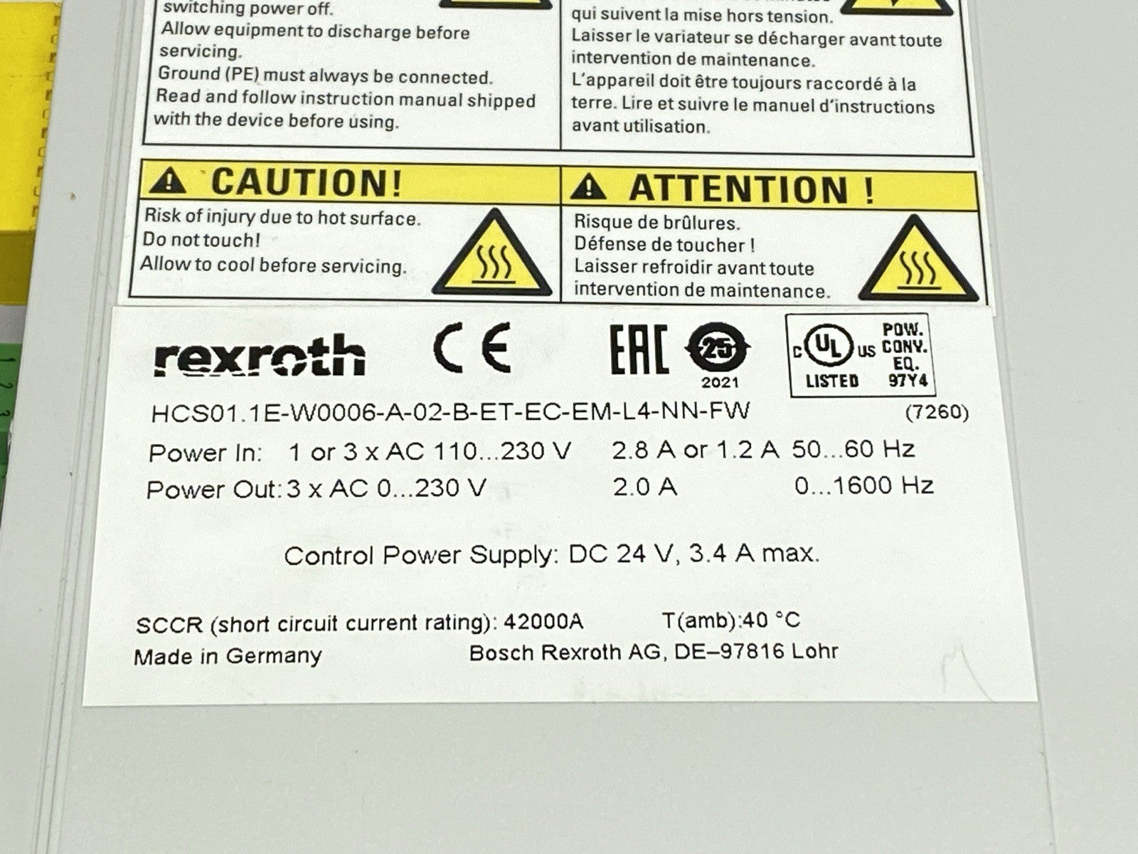 Bosch Rexroth R911337827 Comp. Converter HCS01.1E-W0006-A-02-B-ET-EC-EM-L4-NN-FW - Maverick Industrial Sales