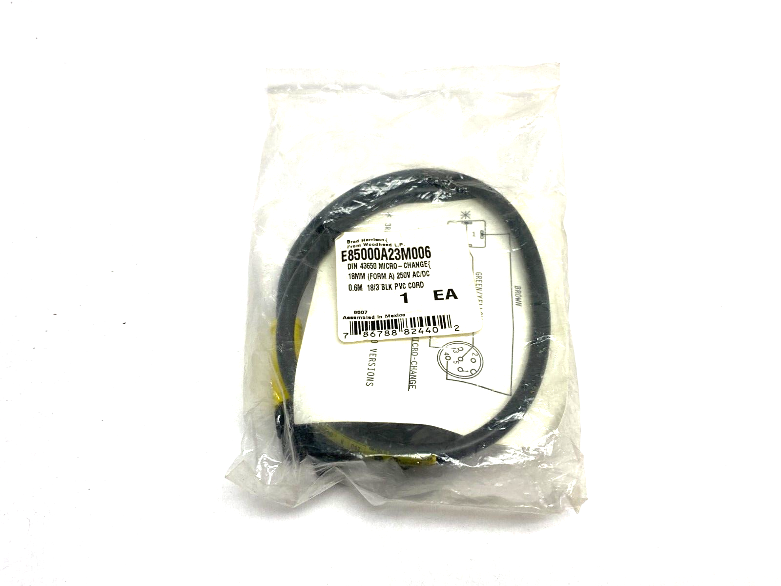 Brad Harrison E85000A23M006 Micro-Change DIN 43650 Cordset 18mm 250V AC/DC - Maverick Industrial Sales