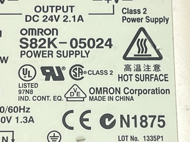 Omron S82K-05024 Power Supply 1.3A/0.7A 50W 24VDC 100-240VAC - Maverick Industrial Sales