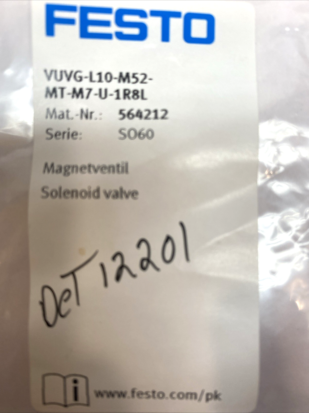 Festo VUVG-L10-M52-MT-M7-U-1R8L Solenoid Valve 564212 - Maverick Industrial Sales