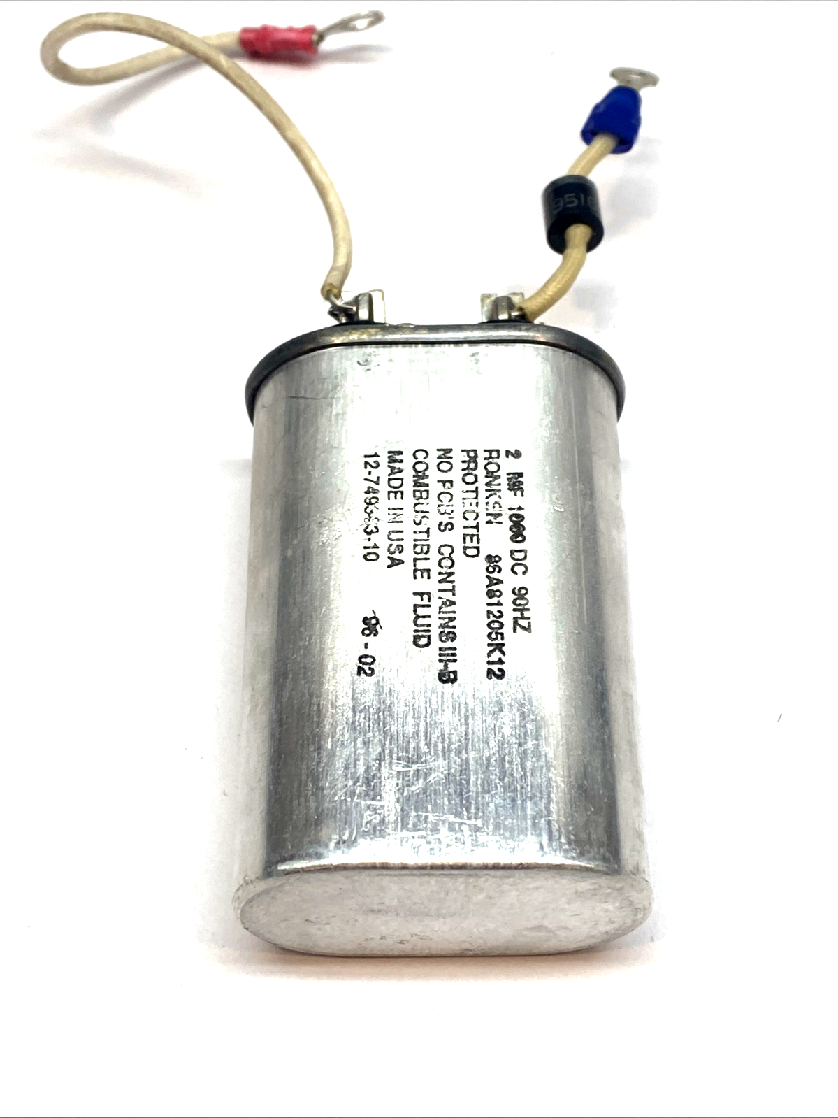 96A81205K12 | Ronken Capacitor Metal Can Motor Run 90HZ - Used - Maverick Industrial Sales