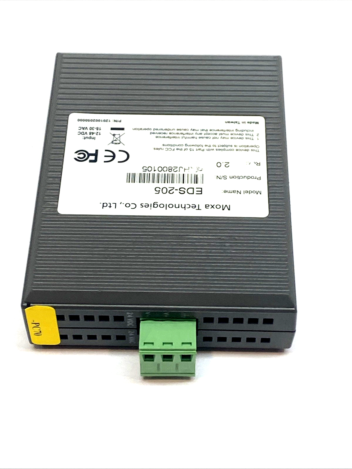 EDS-205 | Moxa Industrial 5‑Port 10/100 Ethernet Unmanaged Switch DIN‑Rail 12–48VD - Used - Maverick Industrial Sales