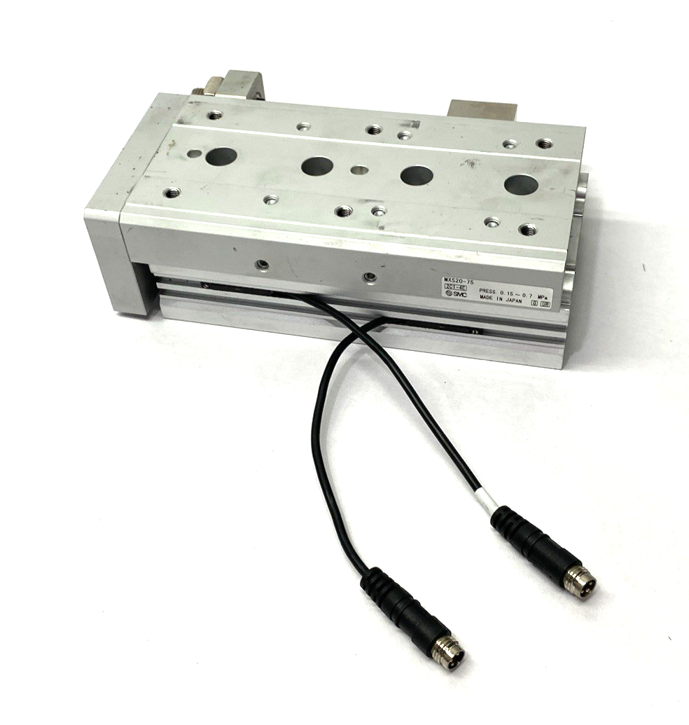 SMC MXS20-75 Guided Slide Table Cylinder 75mm Stroke Adjustable w/ Auto Switches - Maverick Industrial Sales
