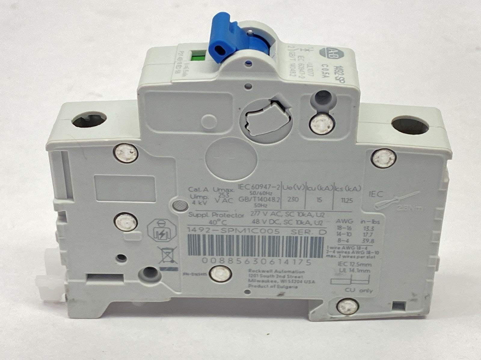 1492-SPM1C005 | Allen Bradley Ser D Mini Circuit Breaker 1-Pole 0.5A 277V LOT OF 2 - New Other - Maverick Industrial Sales