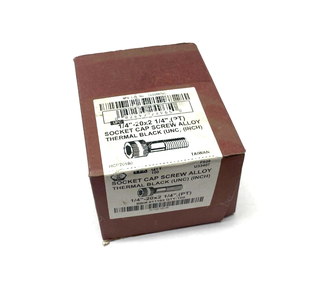 Brighton 011163 Thermal Black Alloy Socket Cap Screw 1/4"-20x2-1/4" BOX OF 100 - Maverick Industrial Sales