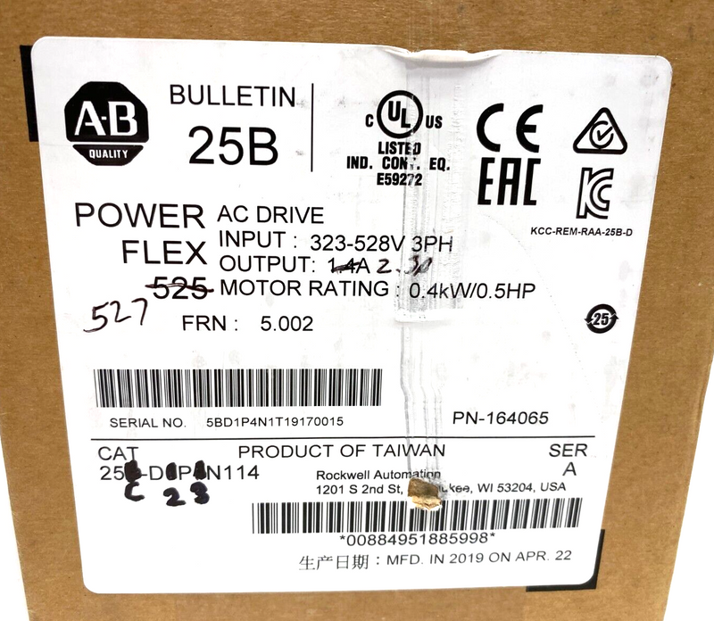 Allen Bradley 25C-D2P3N114 Ser. A PowerFlex 527 1Hp AC Motor Drive 3-Phase - Maverick Industrial Sales