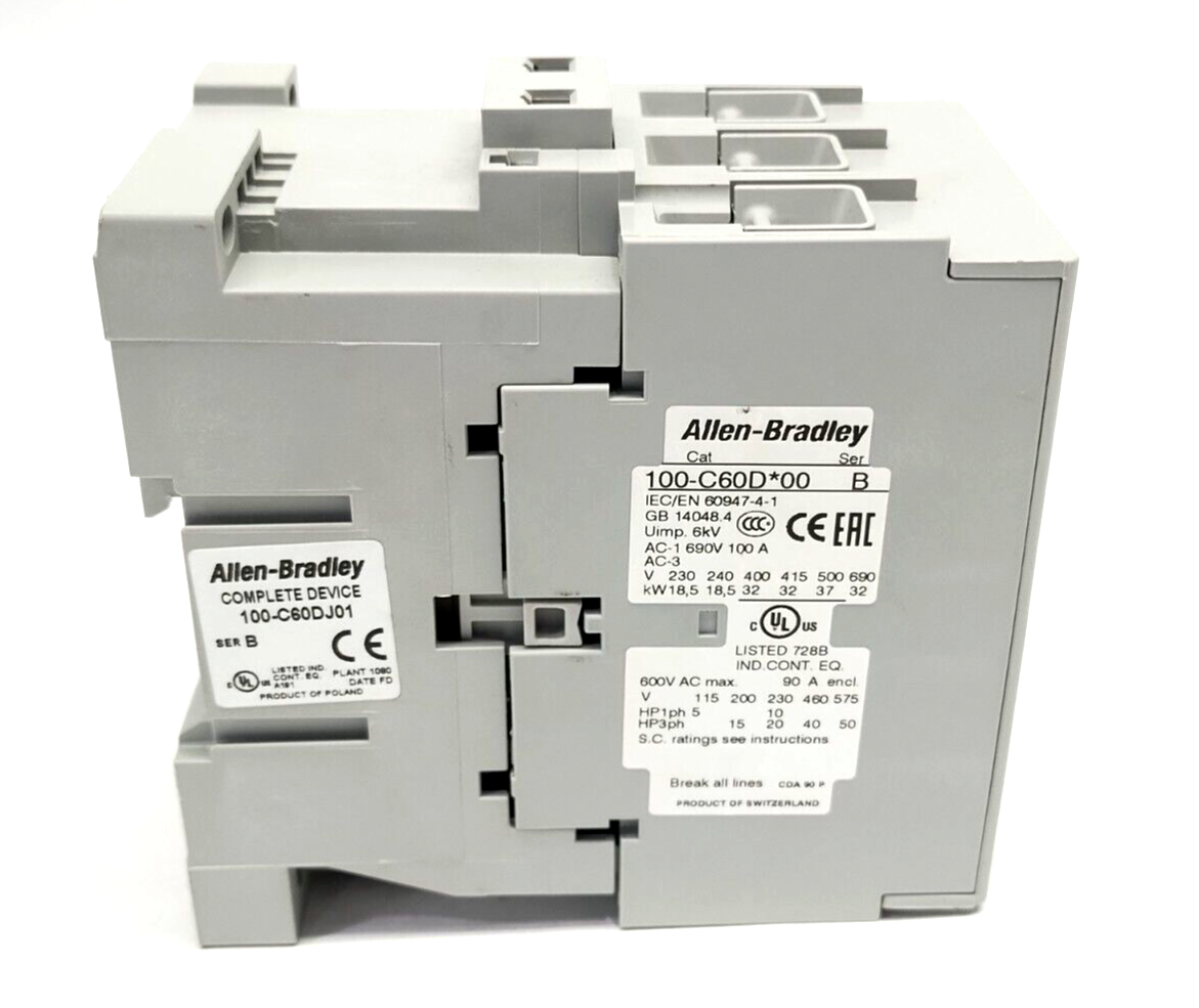 100-C60DJ01 | Allen Bradley Ser B 60A IEC Contactor 24VDC Integrated Diode 1NC 0NO - New – Open Box - Maverick Industrial Sales