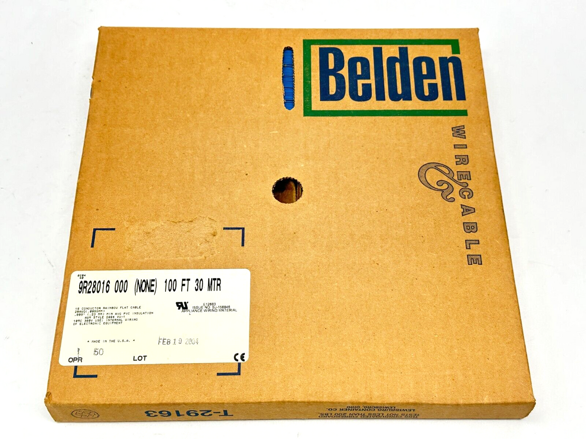 9R28016 000100 | Belden Flat Rainbow Cable 9R280XX Series #28-16c PVC 100ft - New – Open box - Maverick Industrial Sales