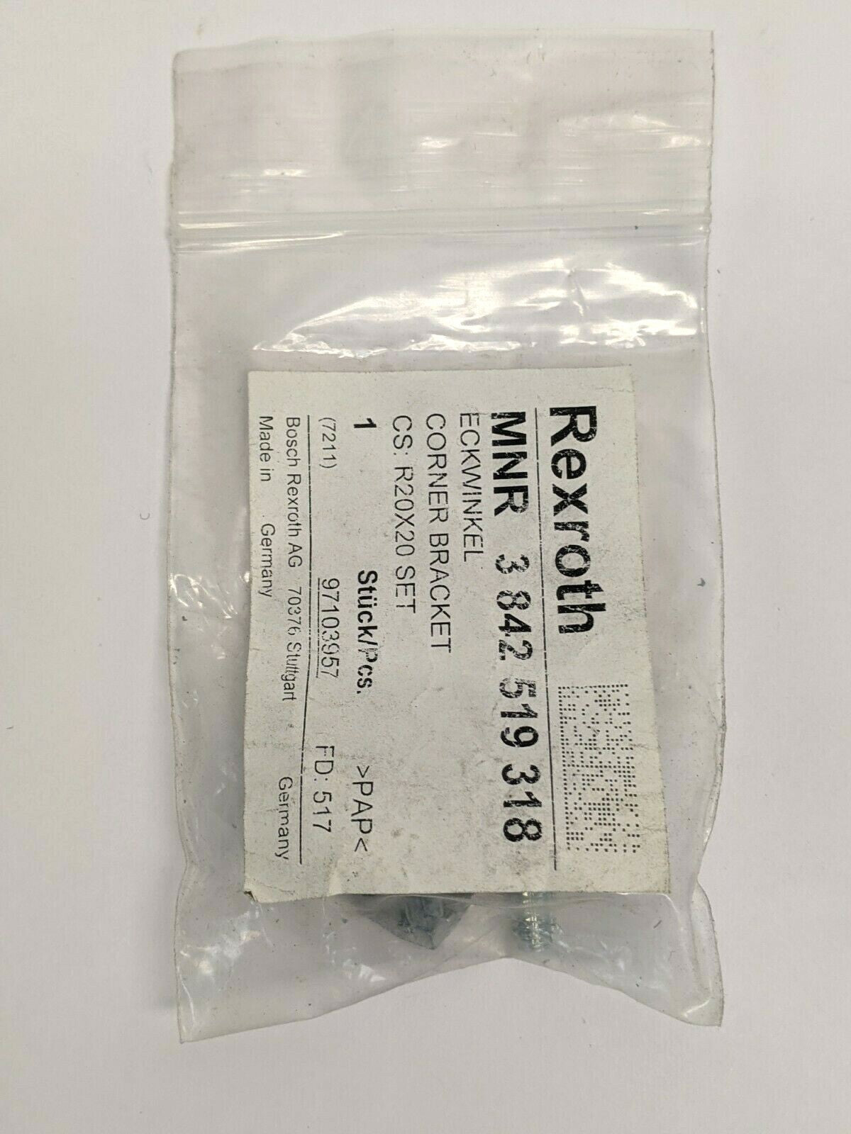 Bosch Rexroth 3842519318 Corner Bracket R20X20 Set - Maverick Industrial Sales