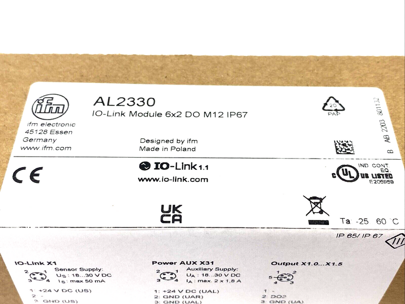 ifm AL2330 IO-Link CompactLine Module IO-Link Module 6x2 DO M12 IP67 - Maverick Industrial Sales