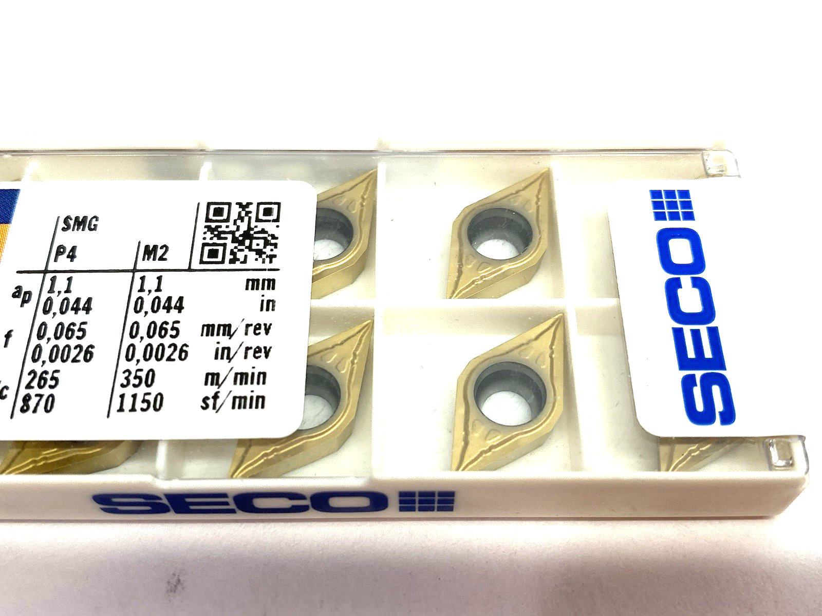 00096869 | Seco DCMT11T302-F1 CP500 Turning Insert DCMT32.50.5-F1 CP500 PKG OF 10 - New - Maverick Industrial Sales