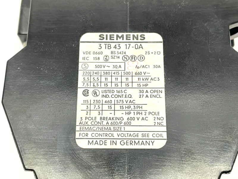 Siemens 3TB4317-0A Contactor 22E - Maverick Industrial Sales