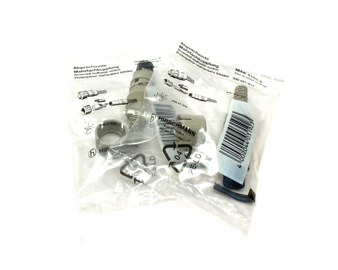 Hirschmann 930961517 Screened Multi-Pole Cable Socket MAK 5100 S GRAU LOT OF 2 - Maverick Industrial Sales