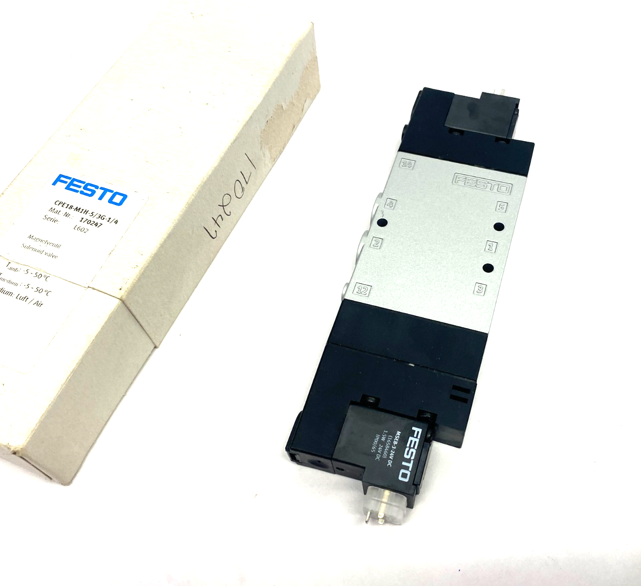 Festo 170247 Solenoid Valve 5/3 Closed CPE18-M1H-5/3G-1/4 - Maverick Industrial Sales