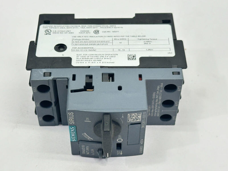 Siemens 3RV2811-1DD10 Sirius Circuit Breaker 3.2A 690V - Maverick Industrial Sales