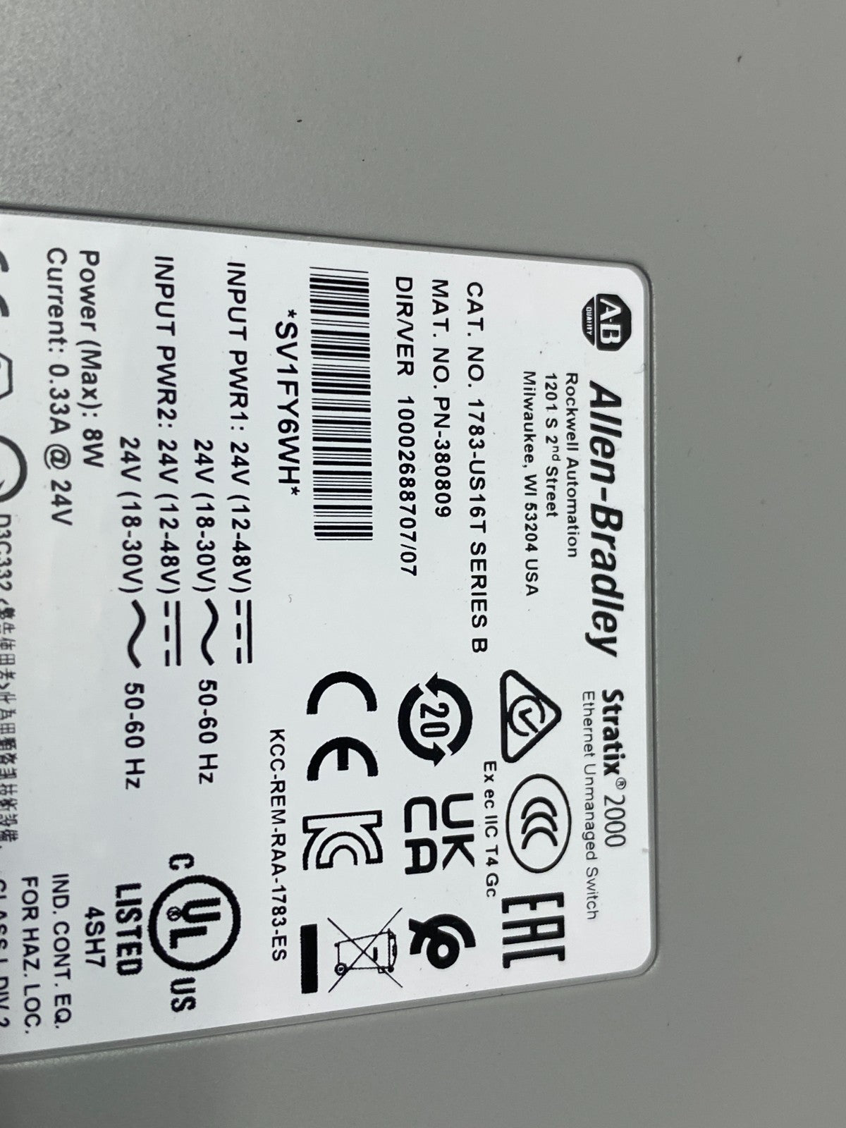 Allen Bradley 1783-US16T Ser. B Stratix 2000 Unmanaged Ethernet Switch 16-Port - Maverick Industrial Sales