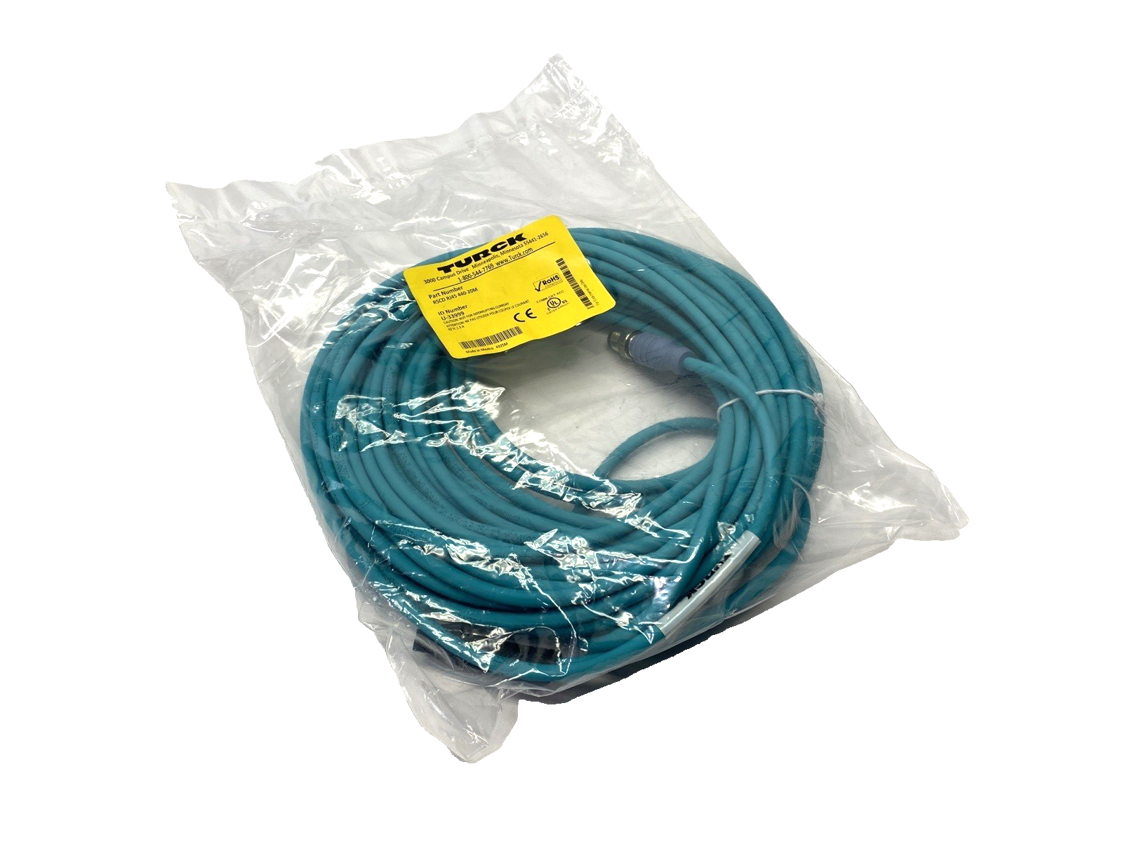 RSCD RJ45 440-20M | Turck Double Ended Industrial Ethernet Cable M12 RJ45 U-33999 - New - Maverick Industrial Sales