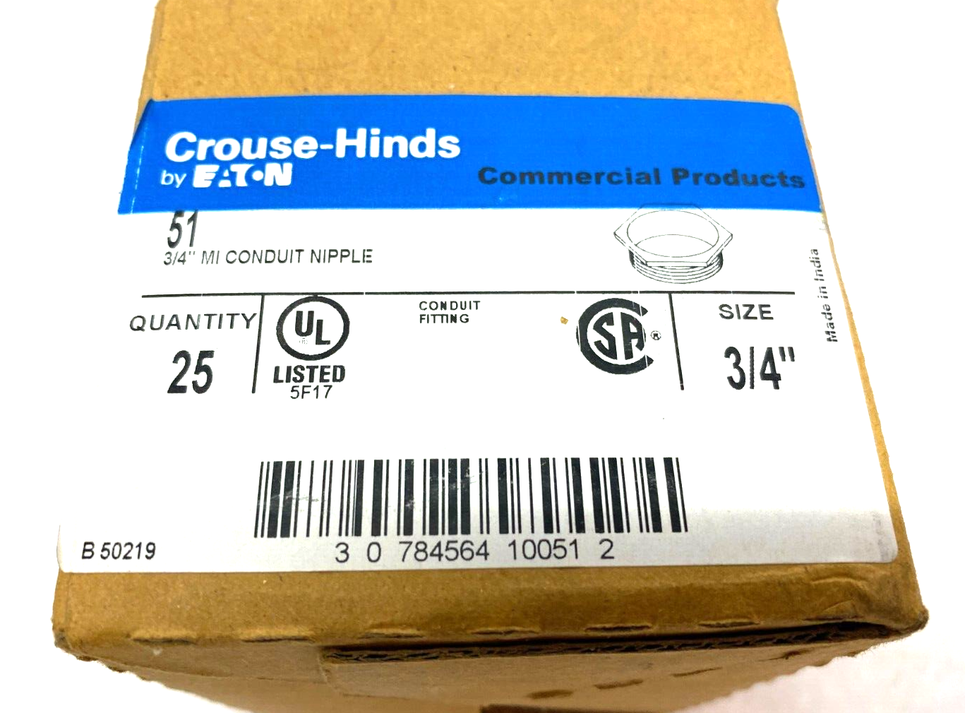 Eaton Crouse Hinds 51 Steel Conduit Nipple 3/4" BOX OF 22 - Maverick Industrial Sales