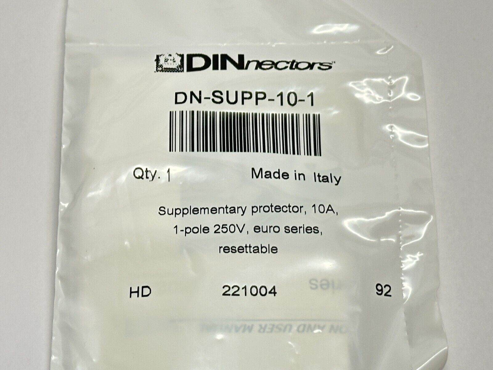 DINnector DN-SUPP-10-1 Miniature Supplementary Protector 10A 1-Pole 250V - Maverick Industrial Sales