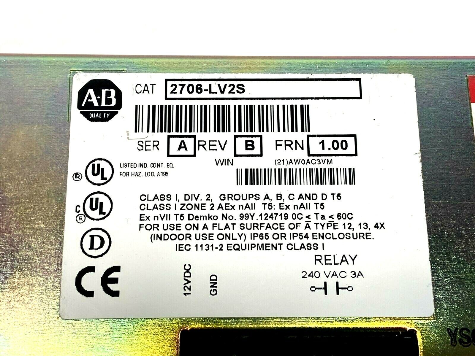 Allen Bradley 2706-LV2S Ser A DataLiner Rev B FRN 1.00 - Maverick Industrial Sales