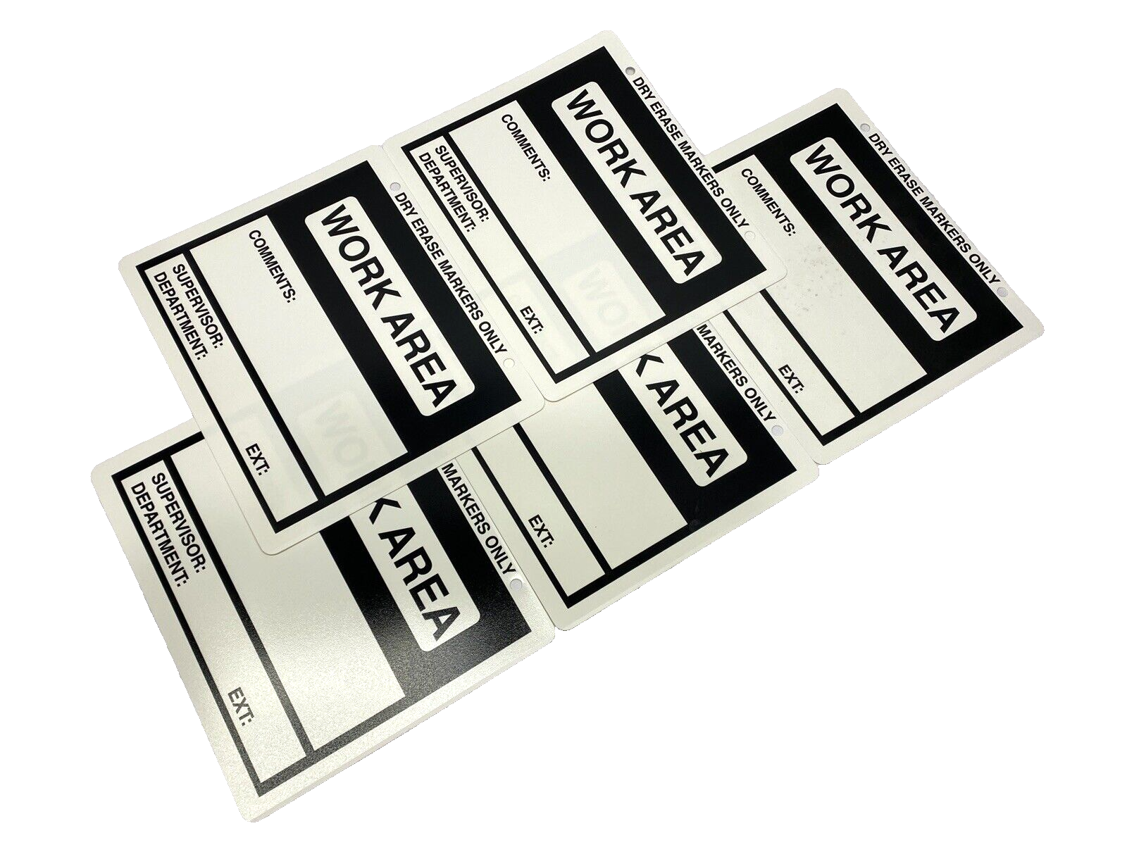 Dry Erase WORK AREA Sign 12"x10" Inch x .035" Poly White OSHA LOT OF 5 - Maverick Industrial Sales