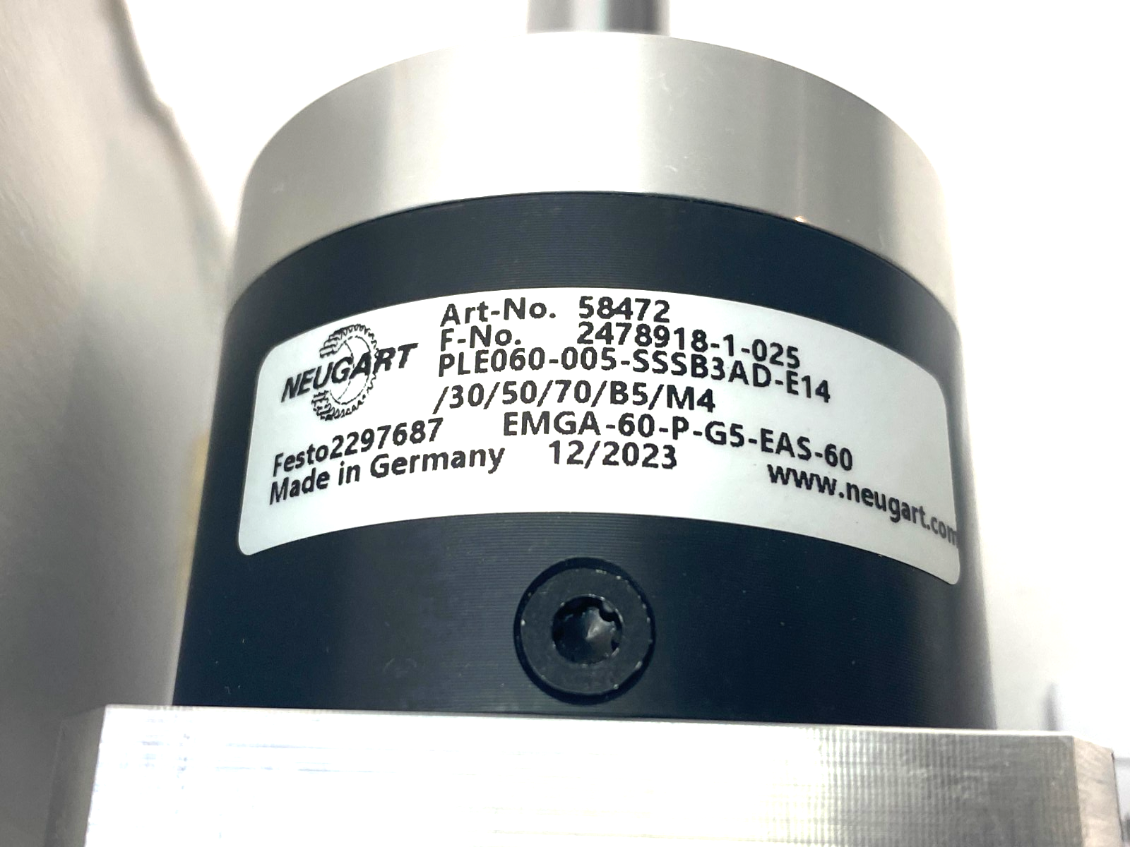 Festo EMGA-60-P-G5-EAS-60 Gear Unit 5:1 Ratio 13,000rpm 2297687 - Maverick Industrial Sales