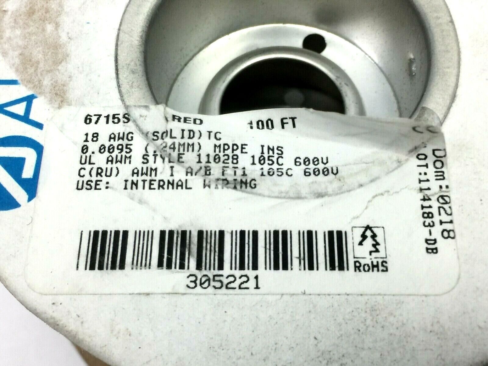 Alpha Wire 6715S Red 18 AWG Wire 100' FEET - Maverick Industrial Sales