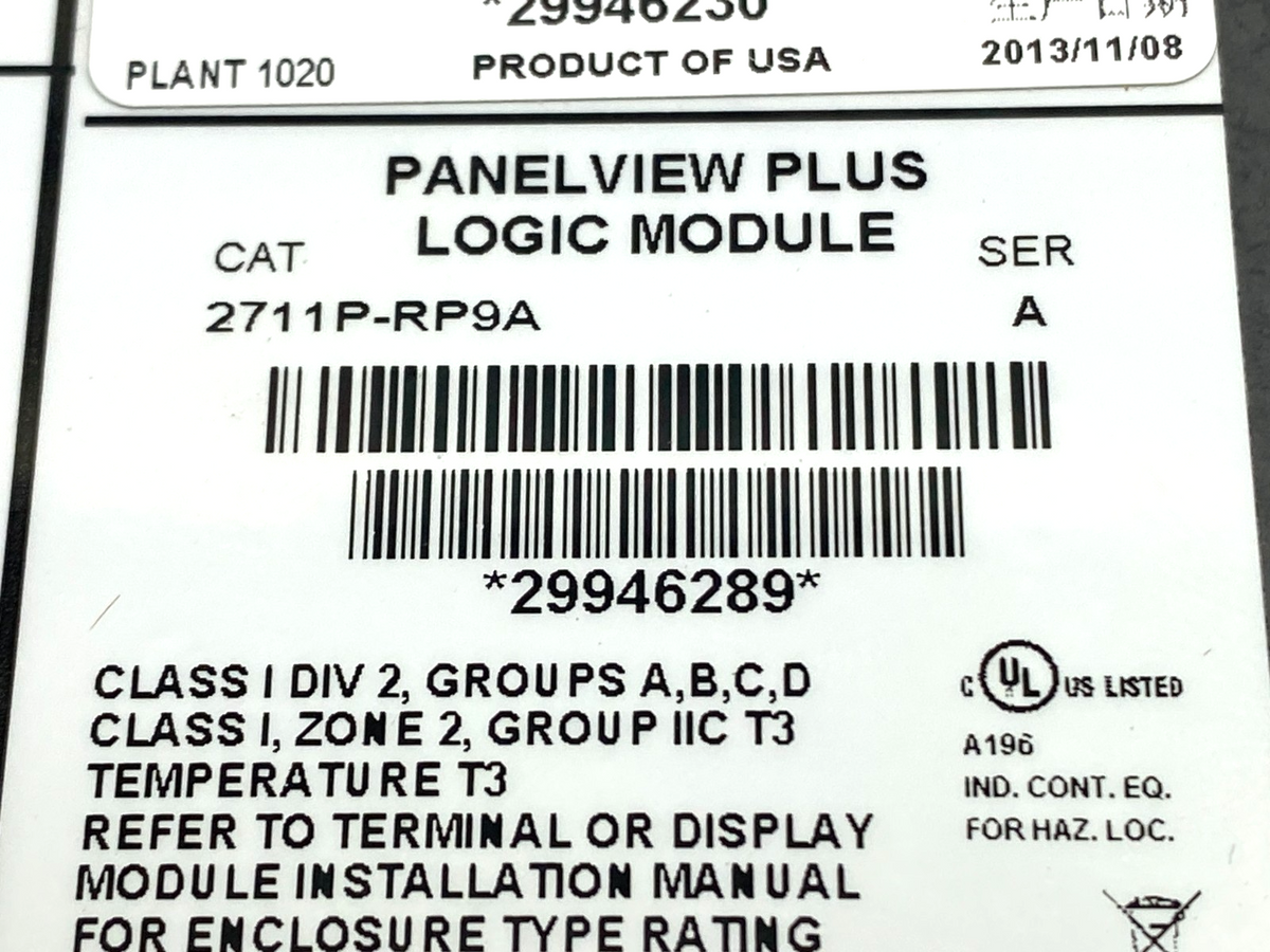 Allen Bradley 2711P-T10C4A9 Ser. A PanelView Plus 1000 HMI Control Terminal - Maverick Industrial Sales