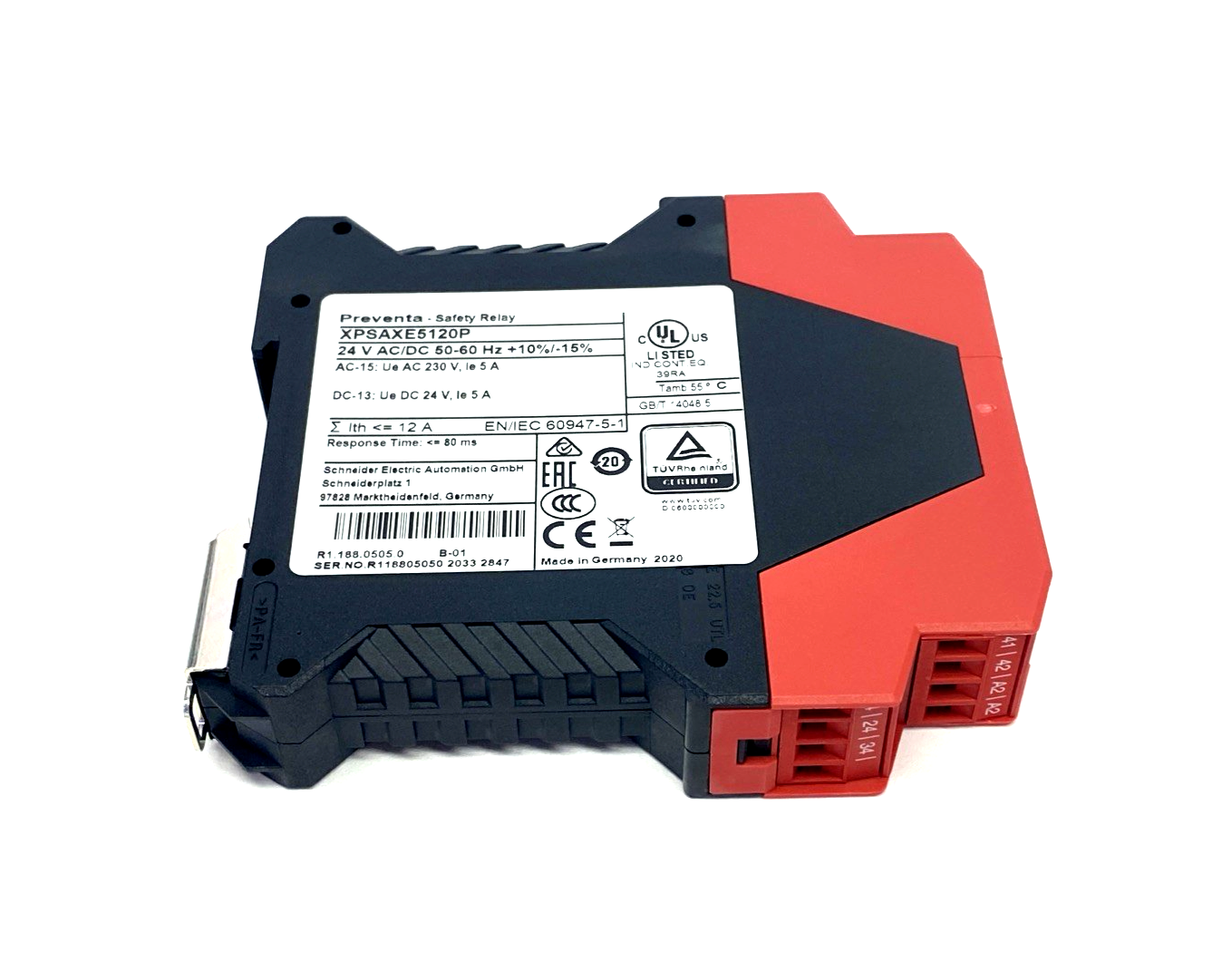 Schneider Electric XPSAXE5120P Stop And Switch Monitoring Safety Module 24V - Maverick Industrial Sales