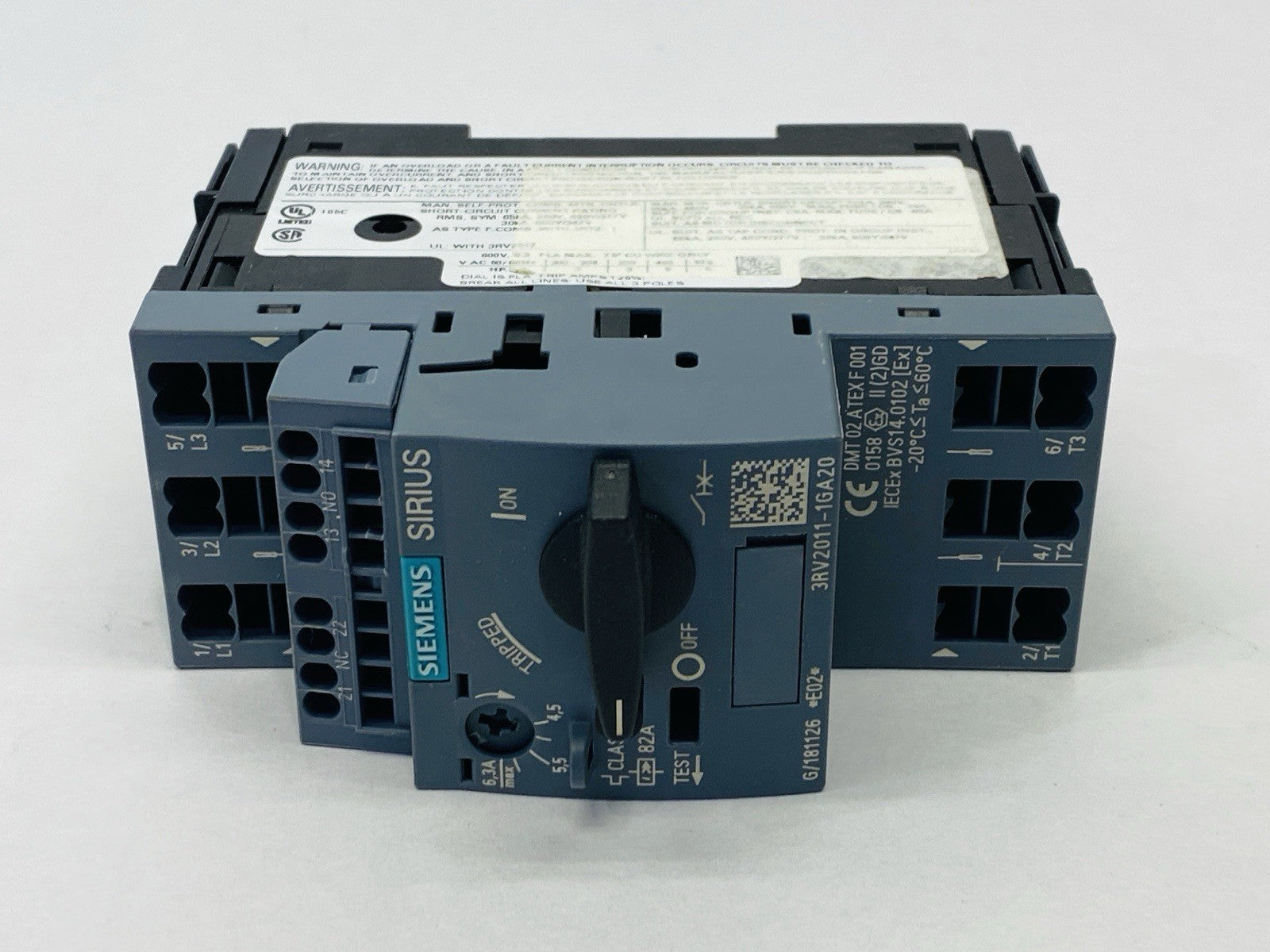 Siemens 3RV2011-1GA20 SIRIUS Motor Protector Circuit Breaker 4.5-6.3A - Maverick Industrial Sales