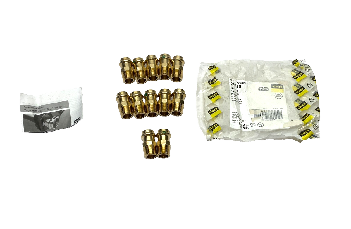 Viega 79215 ProPress Adapter, 1/2" x 1/2", Press Conn. x MPT, Bronze, LOT OF 12 - Maverick Industrial Sales