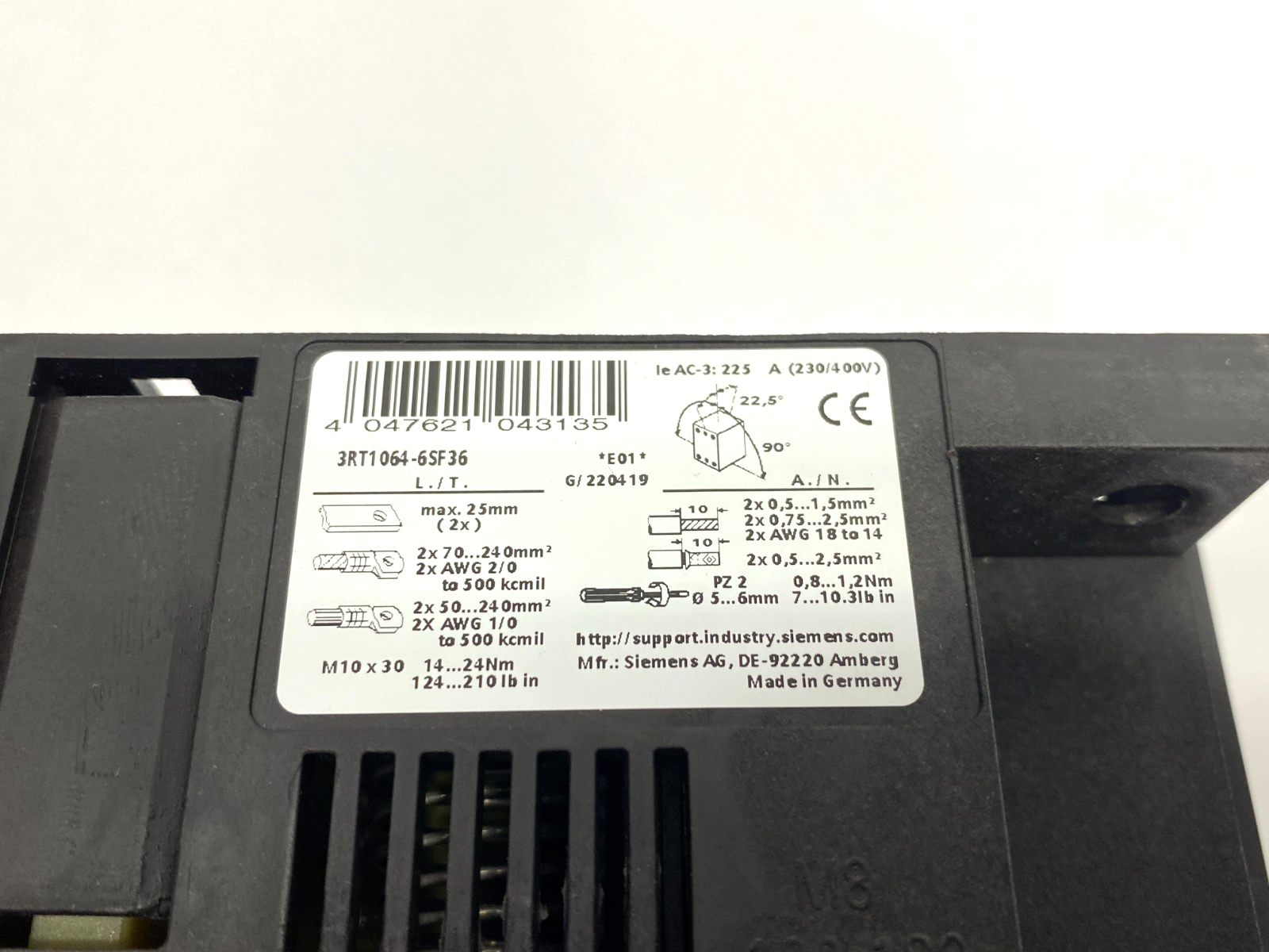 Siemens 3RT1064-6SF36 SIRIUS Power Contactor 3-Pole, up to 250kW - Maverick Industrial Sales