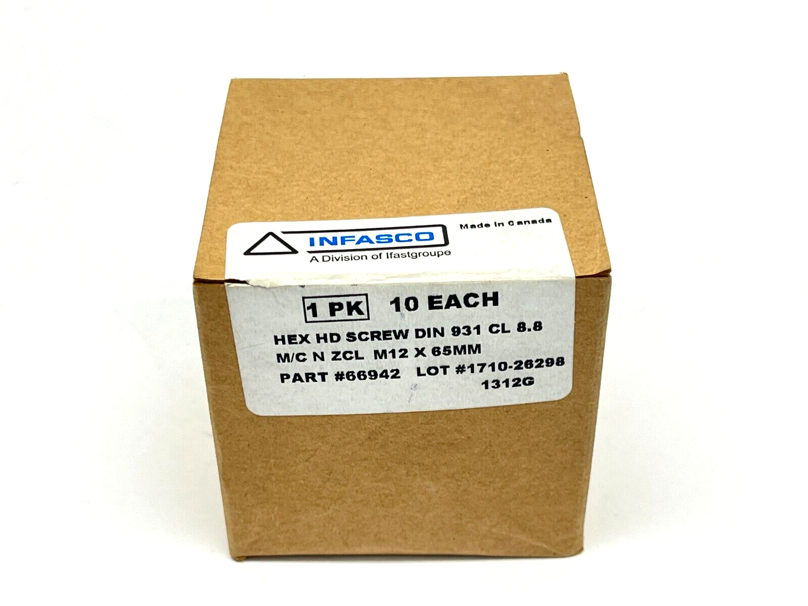 Infasco 66942 Hex HD Screw DIN 931 CL 8.8 M/C N ZCL M12x65mm BOX OF 10 - Maverick Industrial Sales