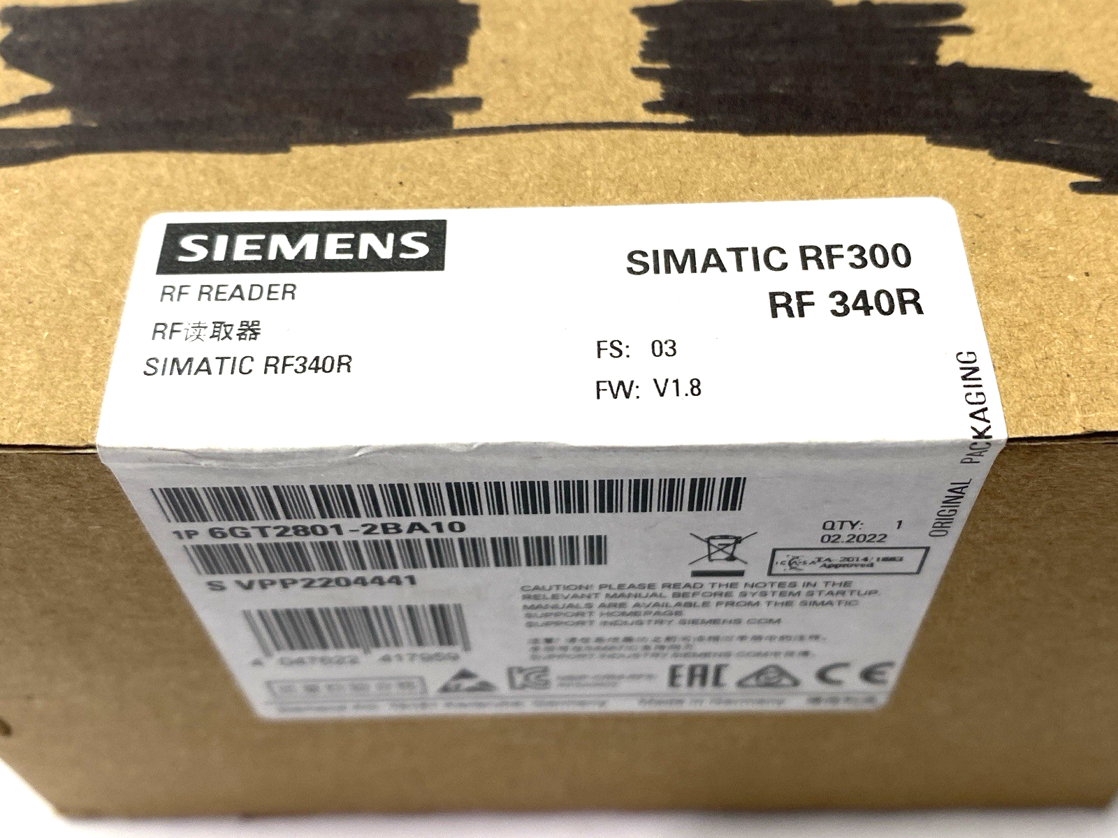 Siemens 6GT2801-2BA10 RF Reader SIMATIC RF340R 75mm x 75mm x 41mm - Maverick Industrial Sales