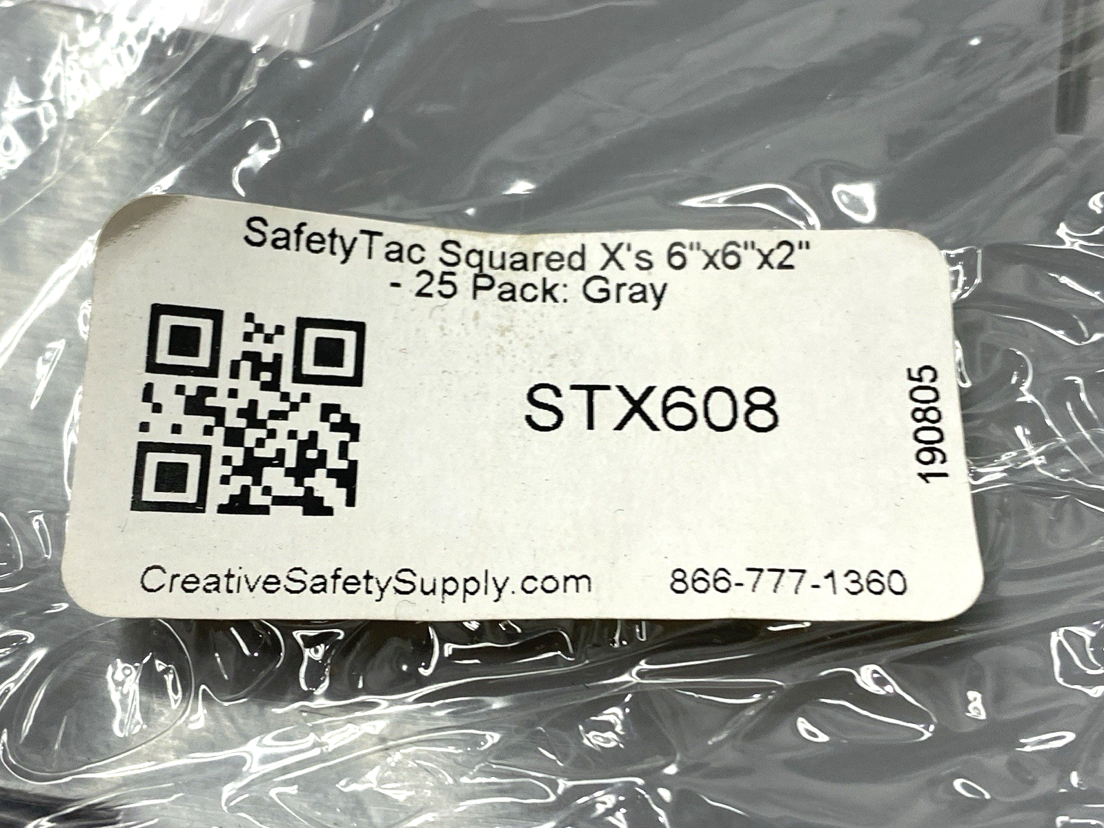 STX608 | Safetytac Squared X's Gray Floor Marking Sticker 6" x 6" x 2" PKG OF 25 - New - Maverick Industrial Sales