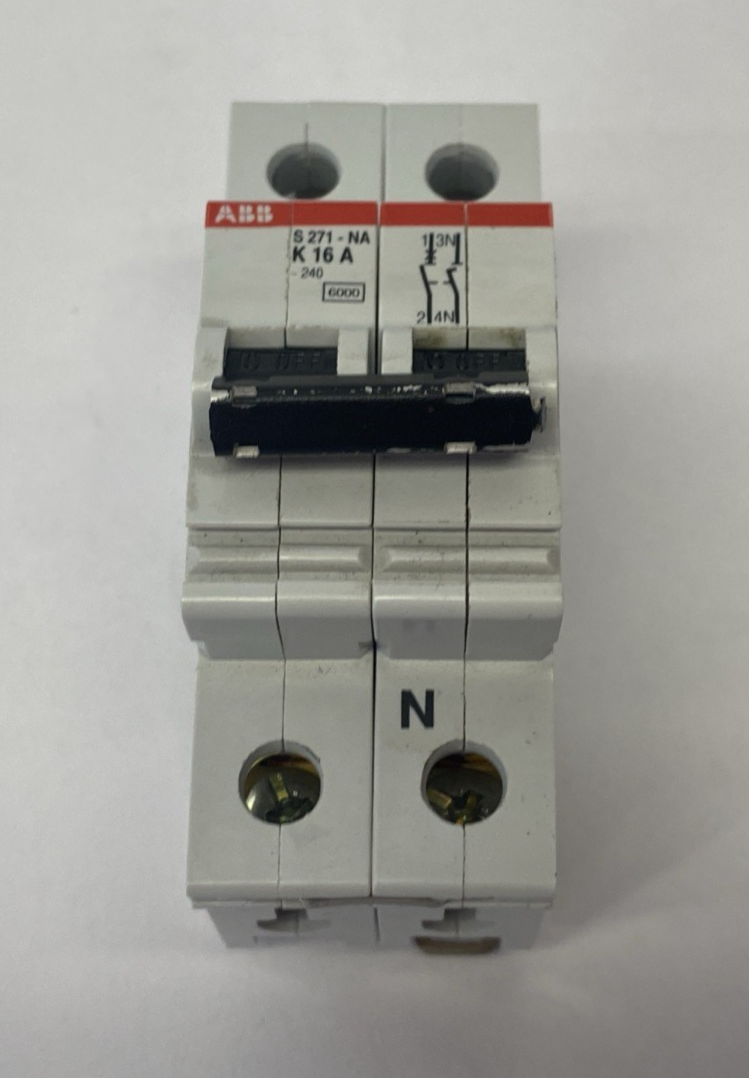 S271-NA K16 A | ABB Miniature Circuit Breaker 2-Pole DIN Rail Mount - Used - Maverick Industrial Sales
