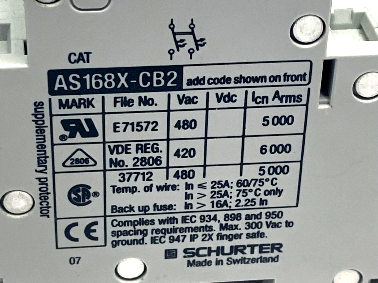 Schurter AS168X-CB2H150 2-Pole Circuit Breaker 15A - Maverick Industrial Sales