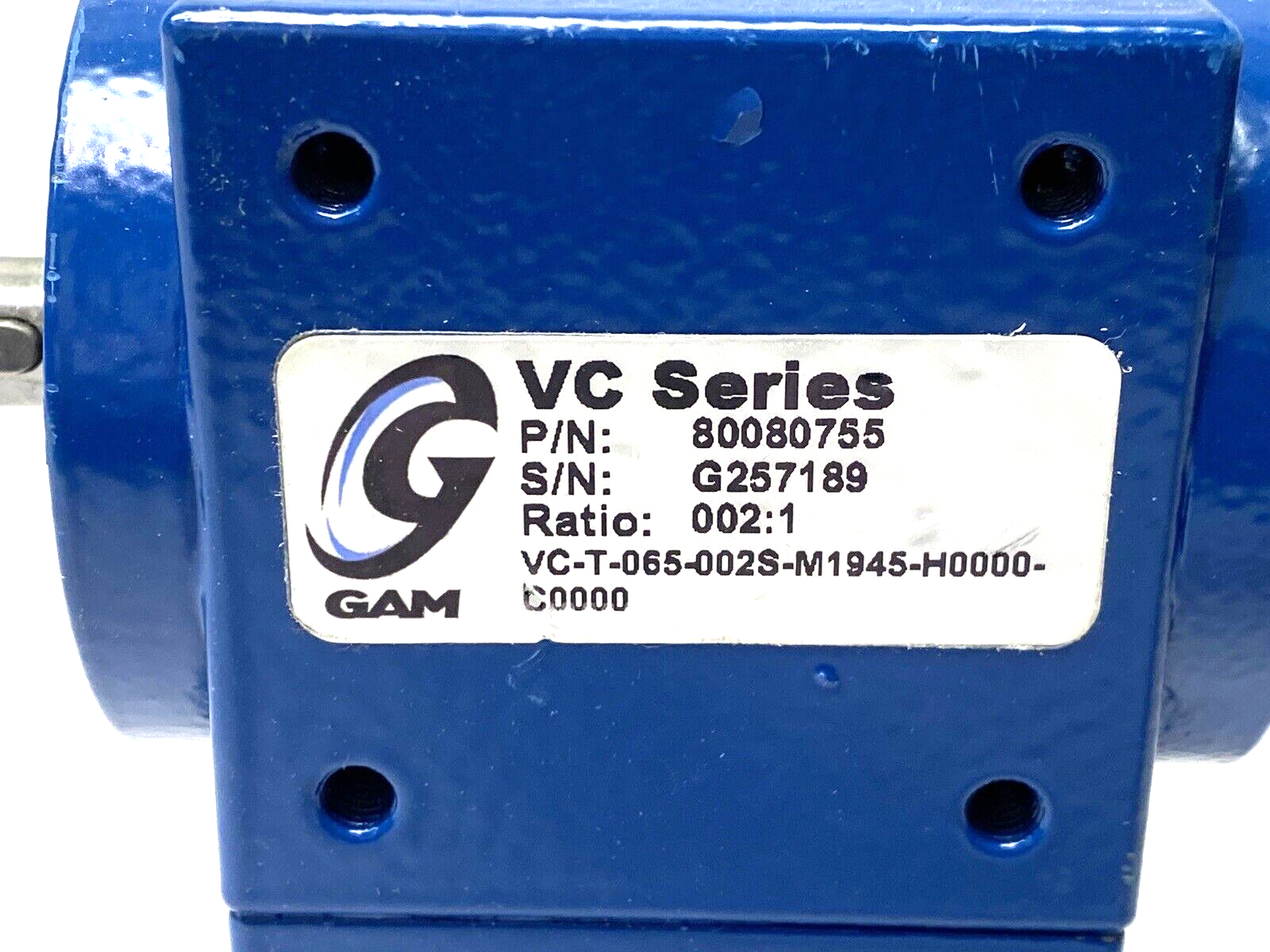 GAM 80080755 Spiral Bevel Gearbox w/ Motor Mount VC-T-065-002S-M1945-H0000-C0000 - Maverick Industrial Sales