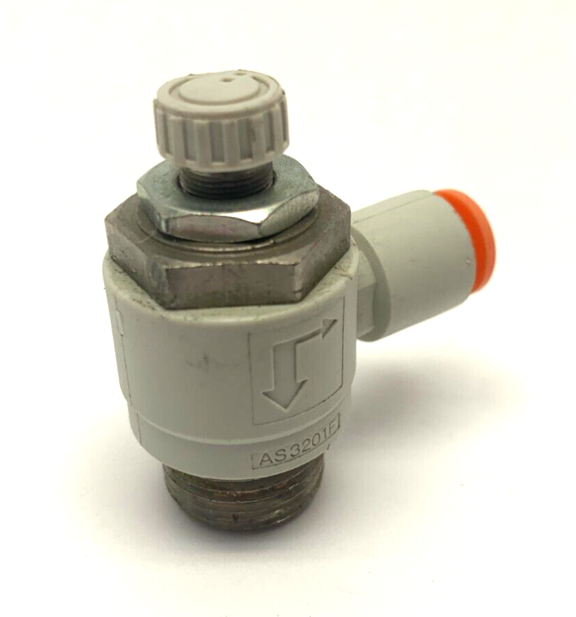 AS3201FG-N03-07 | SMC Speed/Flow Control Valve 1/4" Tube 3/8" NPT Thread Hex Meter - Used - Maverick Industrial Sales
