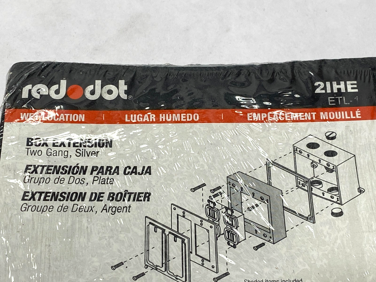 Red Dot 2IHE Two Gang Electrical Box Extension 4-5/8" L/W x 1" D Silver Aluminum - Maverick Industrial Sales