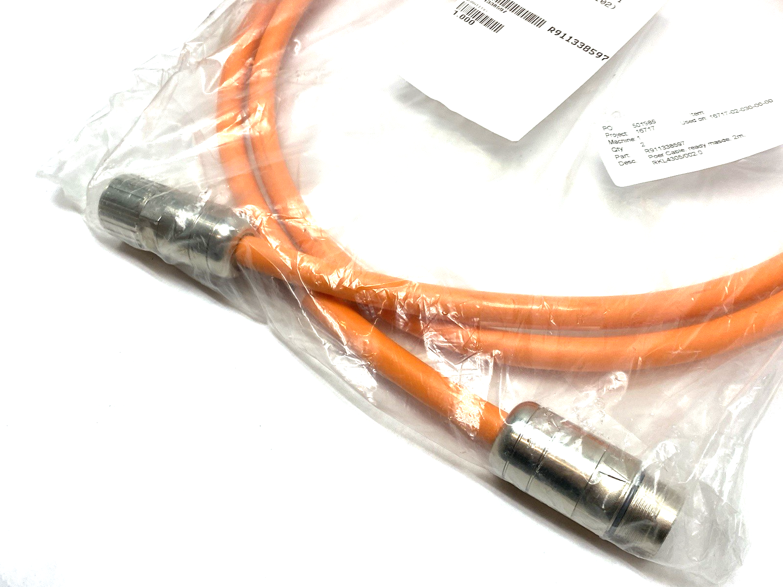 R911338597 | Bosch Rexroth Power Cable RKL4305/002,0 (RLS1101-INK0653-RLS1102) - New - Maverick Industrial Sales