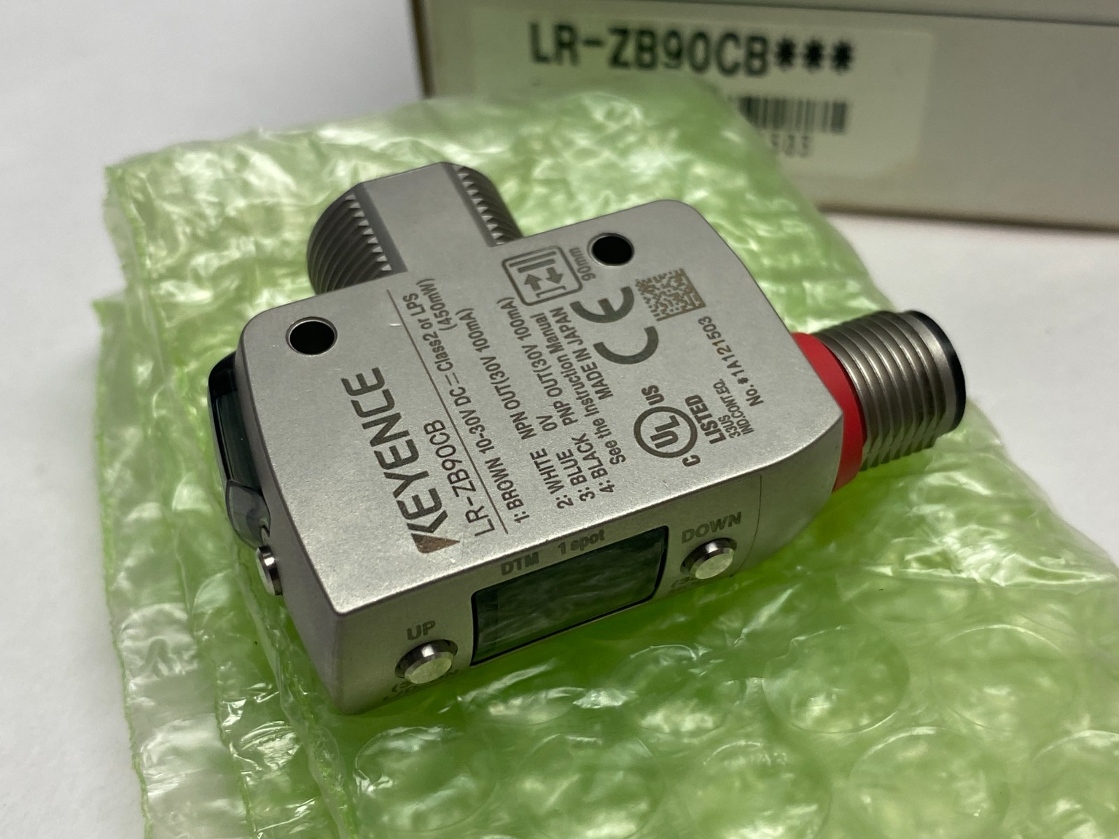Keyence LR-ZB90CB Self-Contained Distance Based CMOS Laser Sensor 90mm M12 Conn. - Maverick Industrial Sales