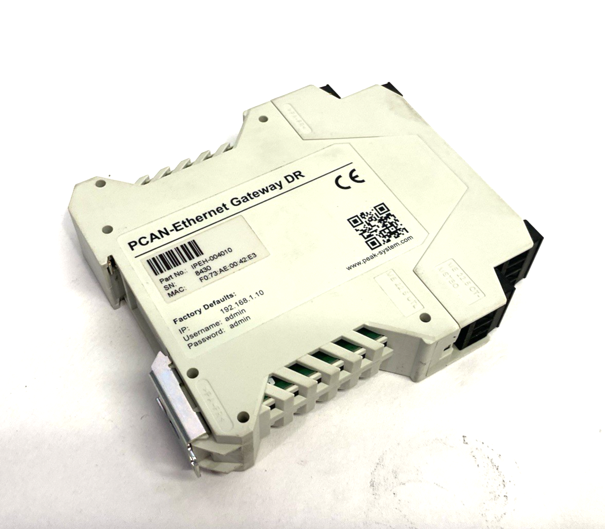 IPEH-004010 | Peak PCAN-Ethernet Gateway DR, CAN to LAN Gateway in DIN Rail - Used - Maverick Industrial Sales
