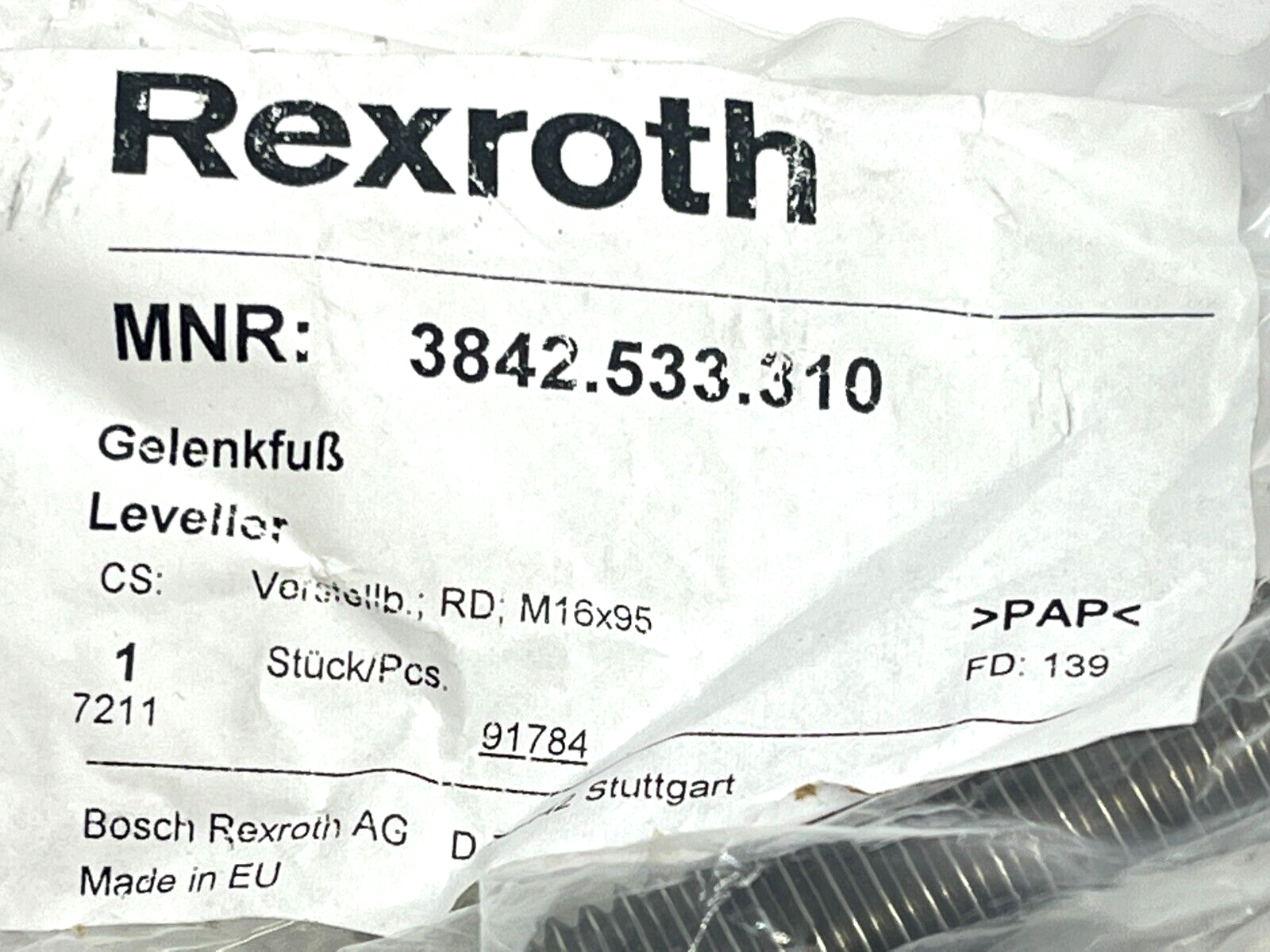 Rexroth 3842533310 Leveling Articulated Foot M16X95 - Maverick Industrial Sales