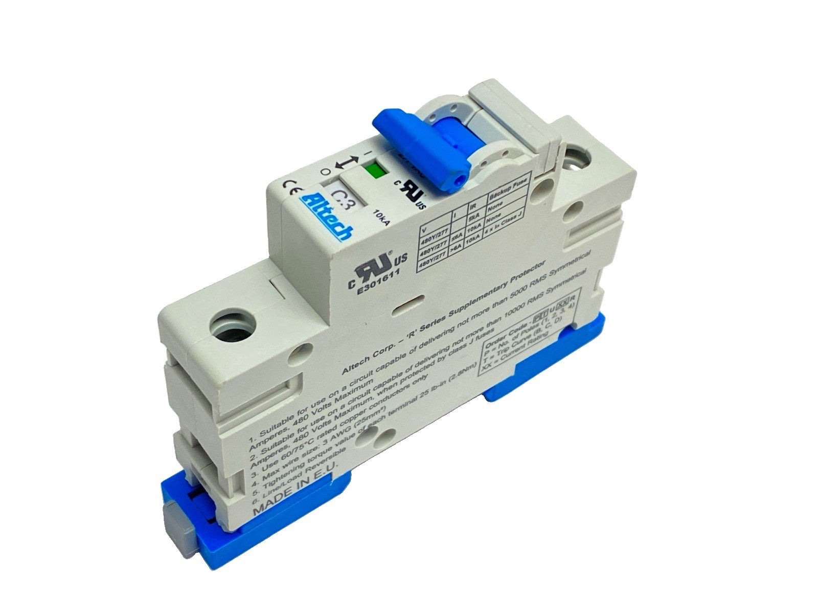 Altech Corp 1CU3R Miniature Circuit Breaker 1-Pole 3A 480Y/277VAC - Maverick Industrial Sales