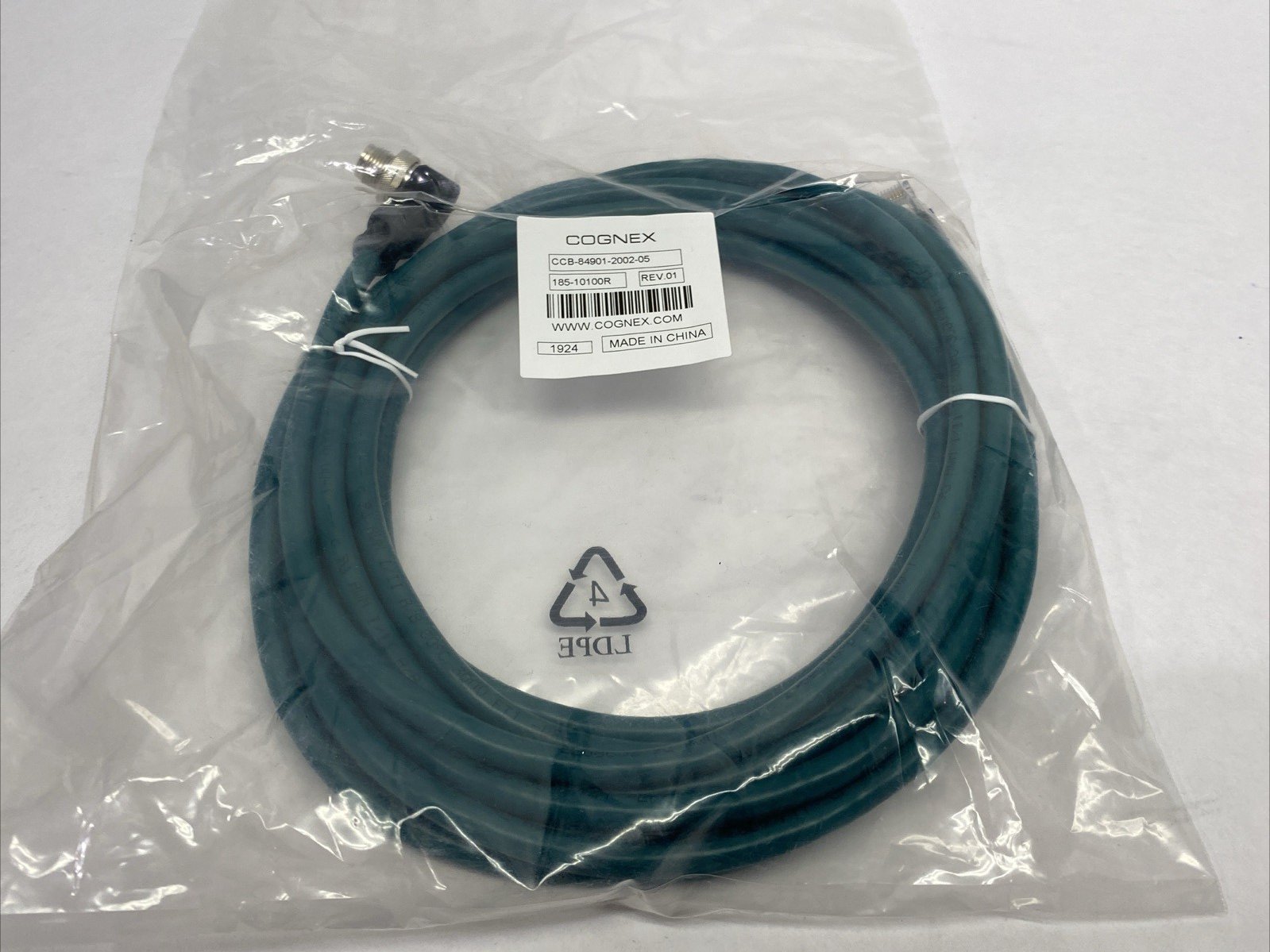 CCB-84901-2002-05 | Cognex Ethernet Cable Double Ended M12 to RJ45 185-10100R - New - Maverick Industrial Sales