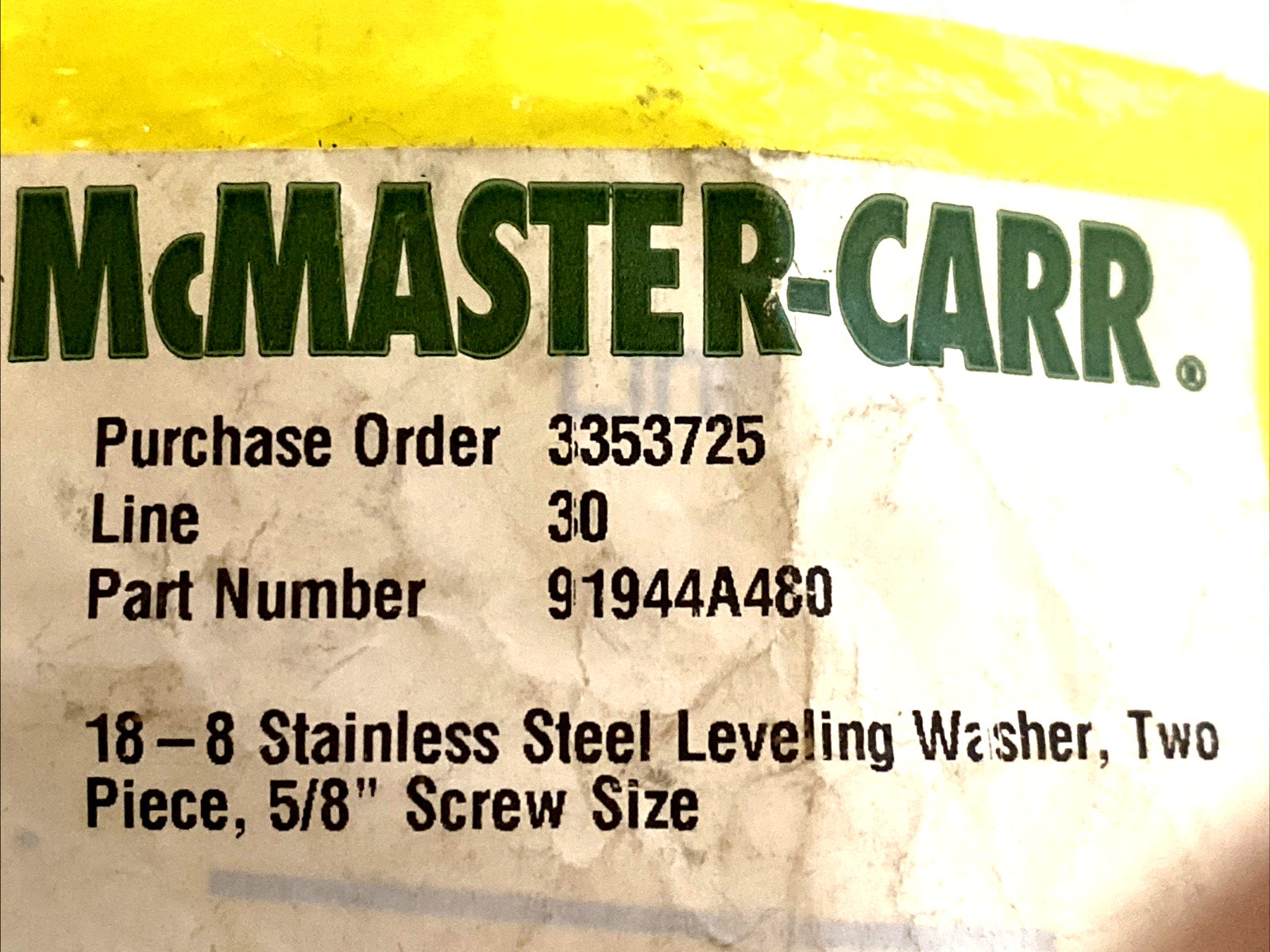 91944A480 | McMaster Spherical Washers 5/8" 18-8 Stainless LOT 0F 2 - New - Maverick Industrial Sales