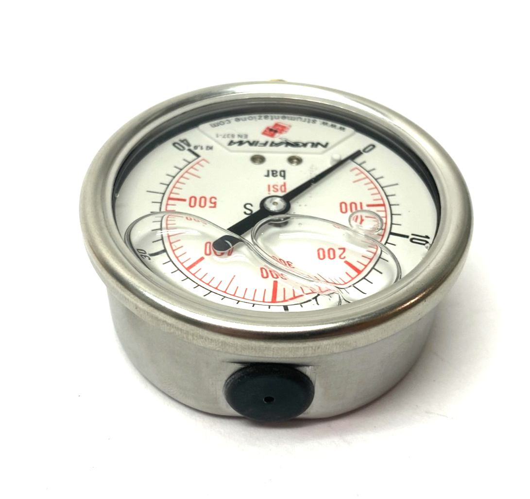 Nuova Fima M63R.GL040G14 Radial Glycerine Manometer 0-40 bar, G 1/4, 63 mm - Maverick Industrial Sales