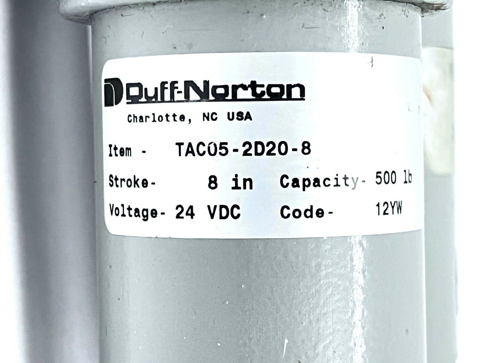 Duff-Norton TAC05-2D20-8 Linear Actuator TAC Series 8" Stroke 500lbs Clutch 24V - Maverick Industrial Sales